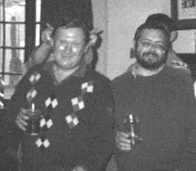 Bob and Phil enjoy a drink after the signing ceremony