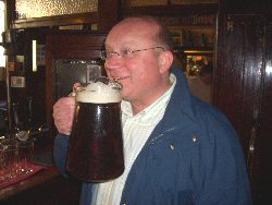 Jonathan Abraham enjoys the first of his two drinks